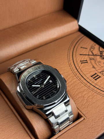 Patek Philippe Black Dail Stainless Steel