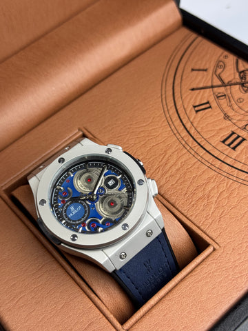 Hublot Blue Leather Strap With Master Lock ChronoGraph