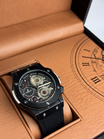 Hublot Black Leather Strap With Master Lock ChronoGraph