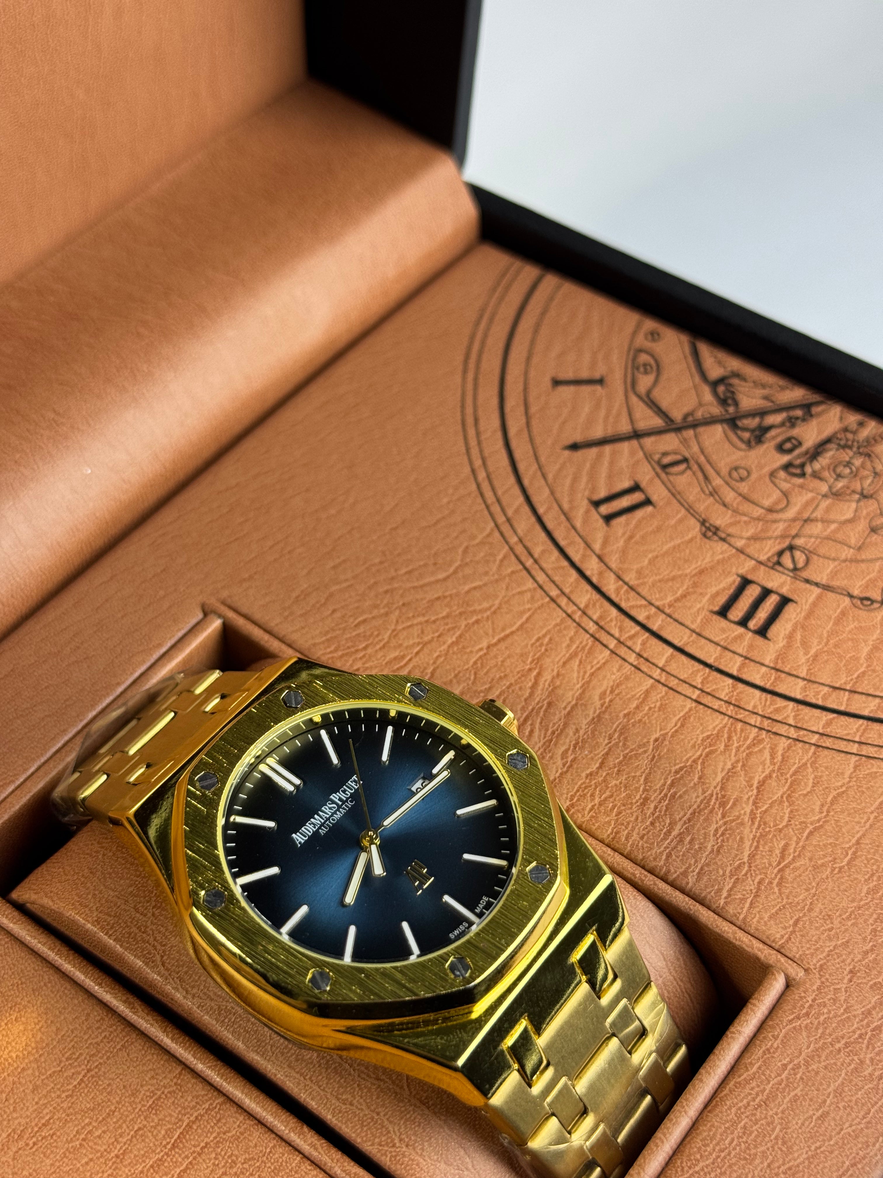 AP Golden With Blueish Dail Stainless Steel