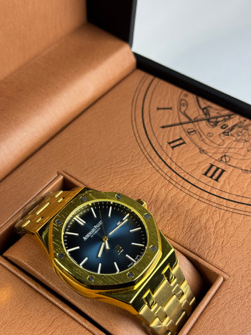 AP Golden With Blueish Dail Stainless Steel