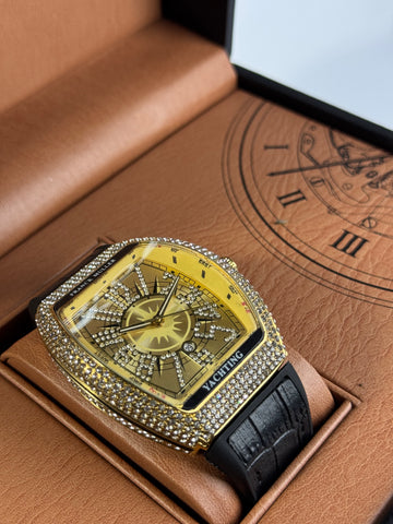 Frank Muller Black Silicon Leather Strap With Rose Gold Dail