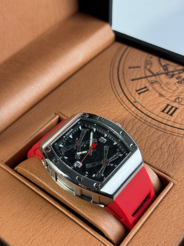 X Gear Red Silicon Strap With Silver Dail