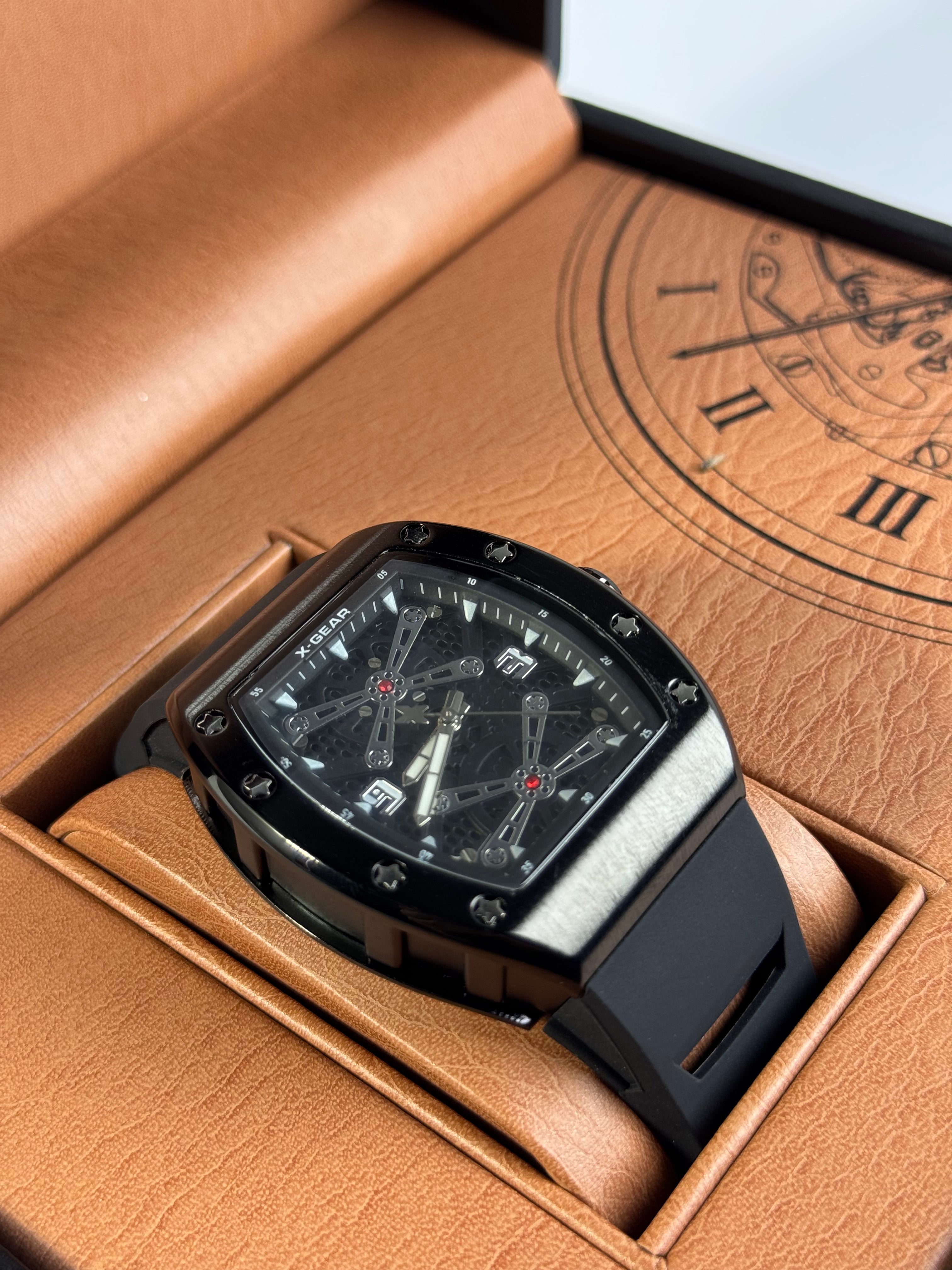 X Gear Black Silicon Strap With Black Dail