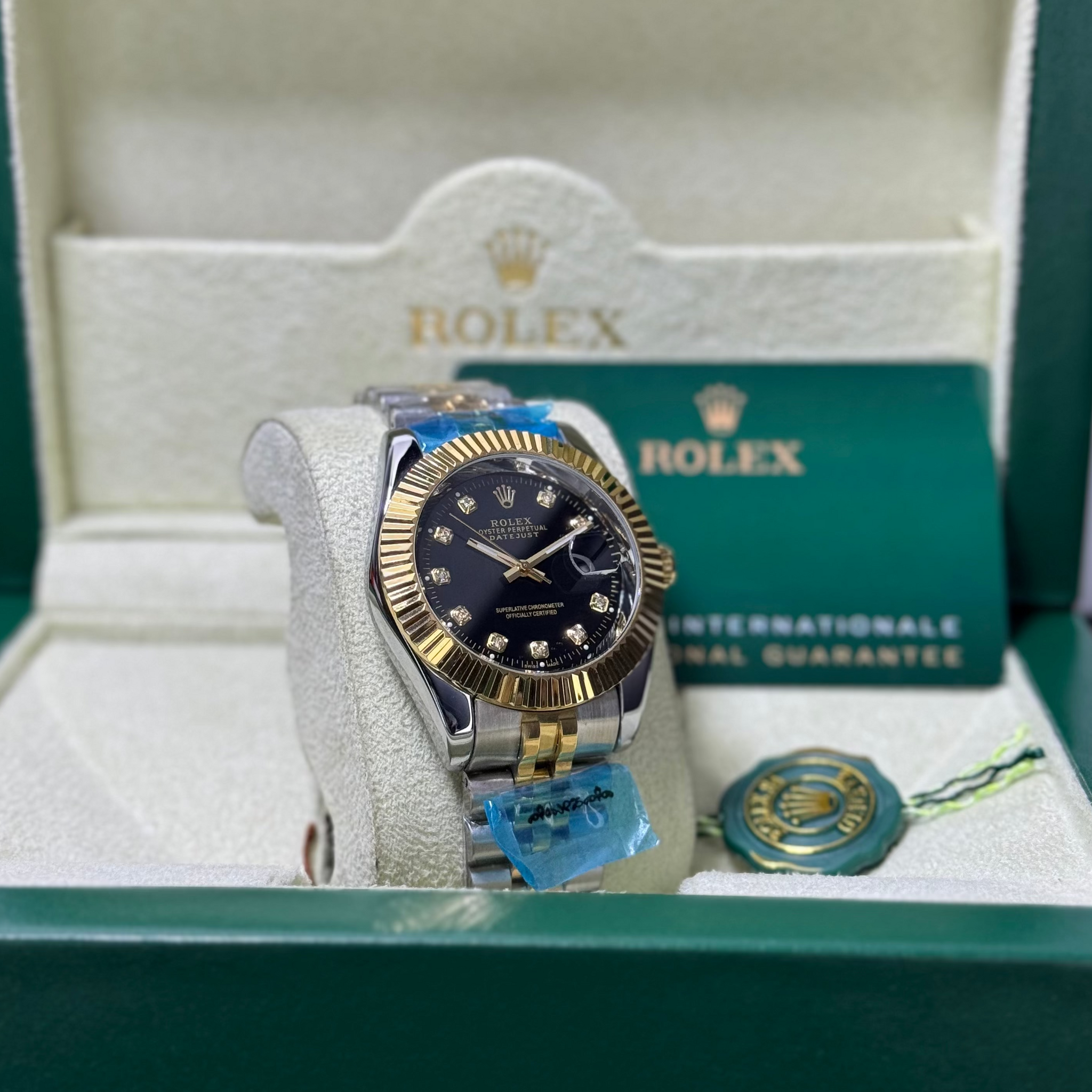 Rolex true Tone Jublee Chain Black Dail