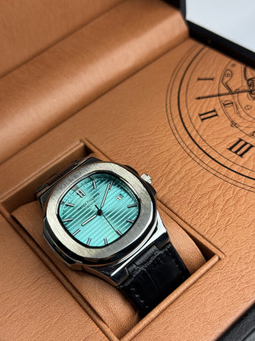 Patek Philippe Black Leather Strap Tiffany Dail Master Lock