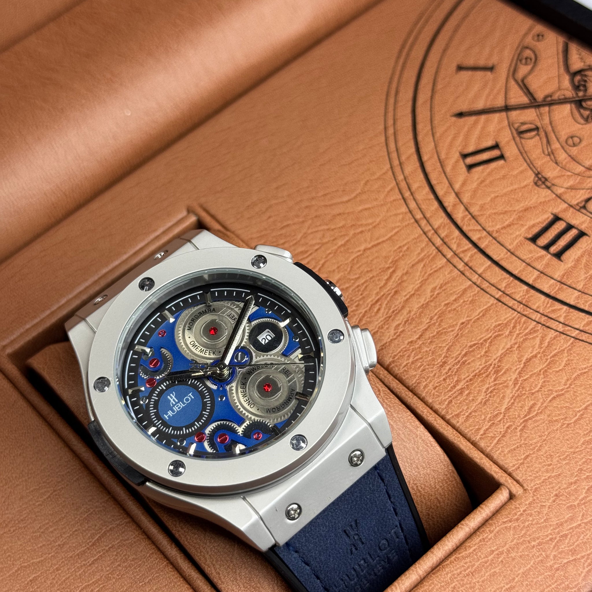 Hublot Blue Leather Strap With Master Lock ChronoGraph