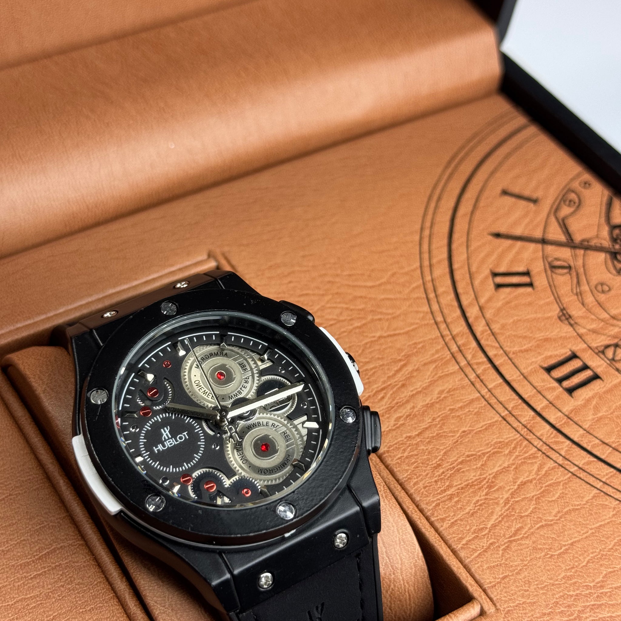 Hublot Black Leather Strap With Master Lock ChronoGraph