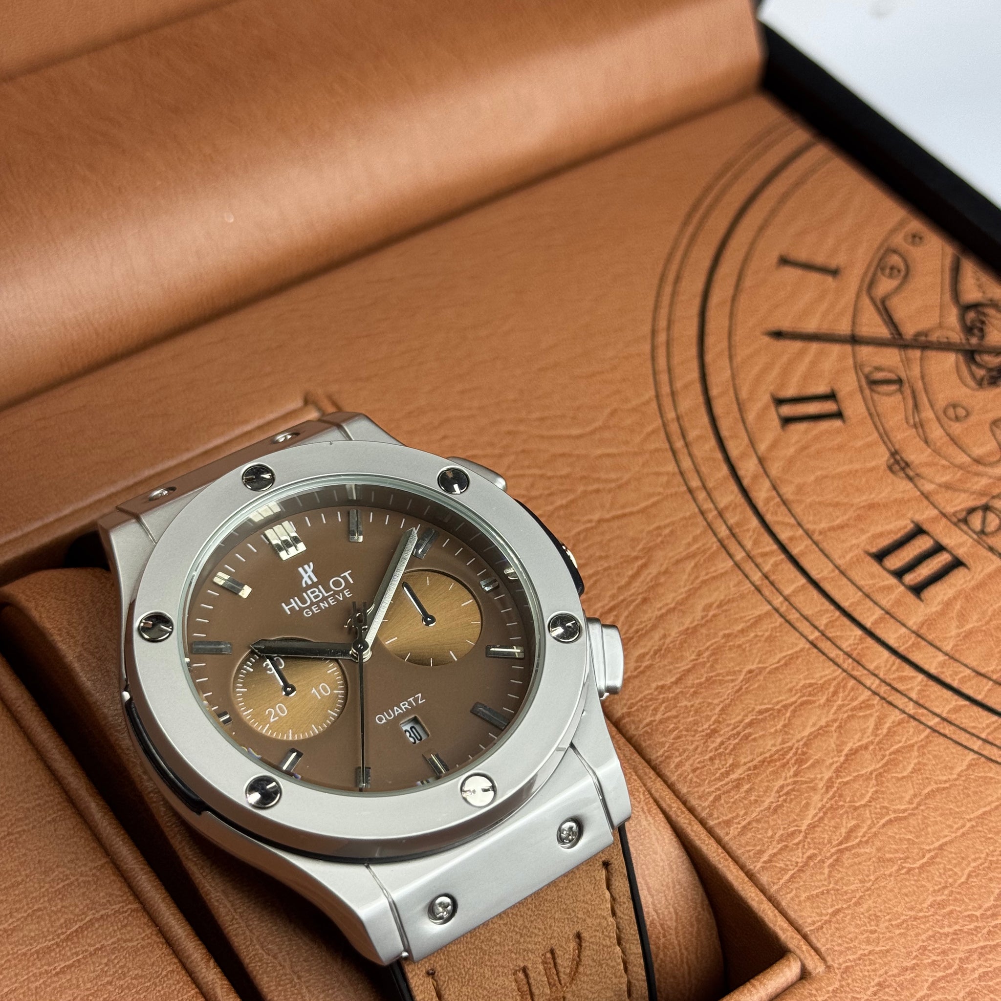 Hublot Brown Leather Strap With Master Lock