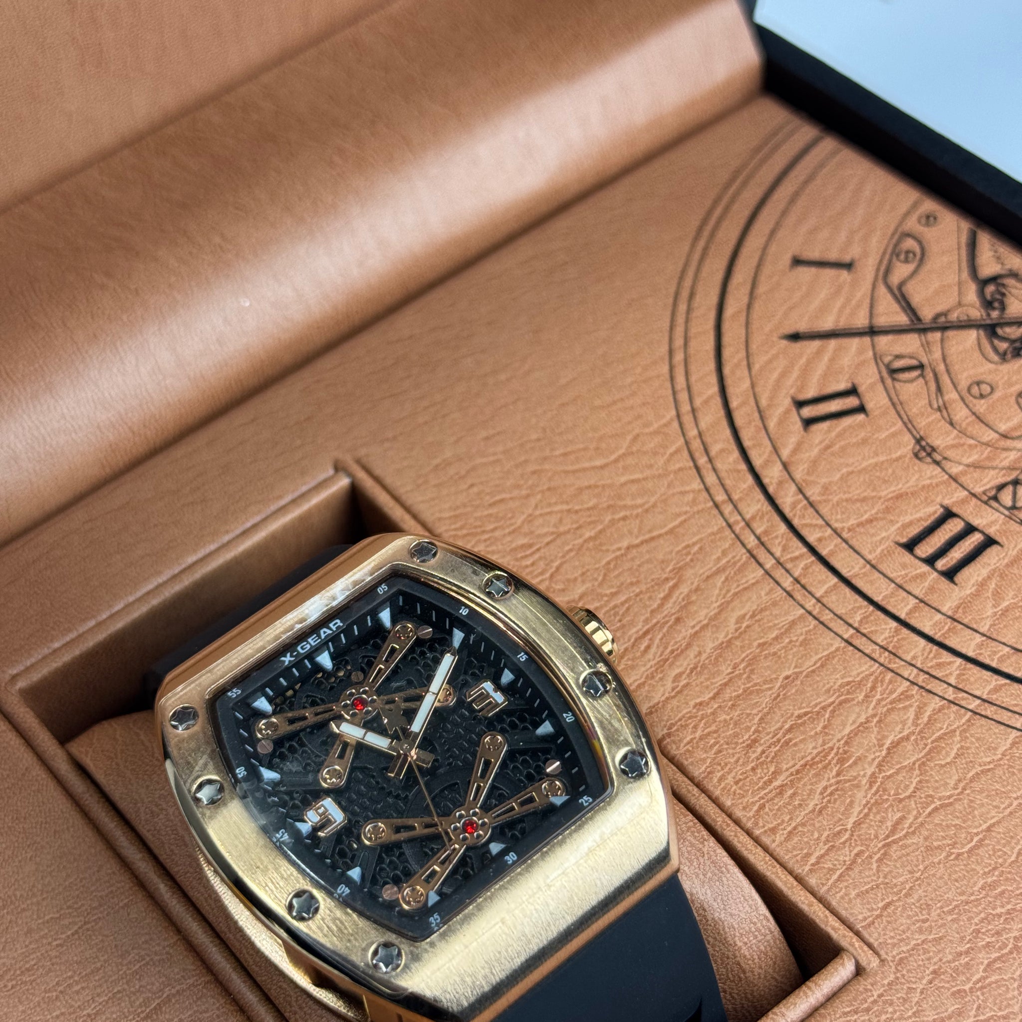 X Gear Black Silicon Strap With Golden Dail
