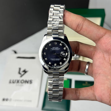 Rolex Date Just Silver Blue Dial Semi Automatic