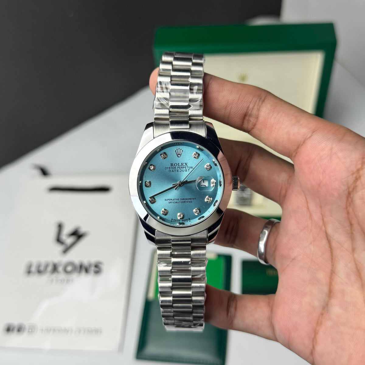 Rolex Date Just Sky Blue Dial Semi Automatic