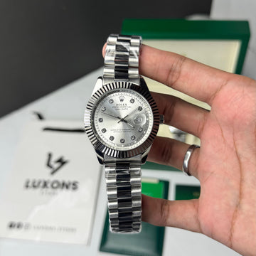 Rolex Silver Two Tone White Dial Semi Automatic