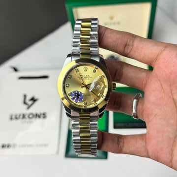 Rolex Two Tone Golden Dial Semi Automatic