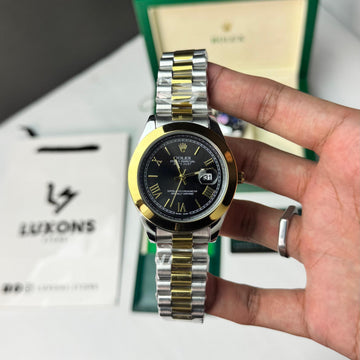 Rolex Two Tone Black Roman Dial Quartz