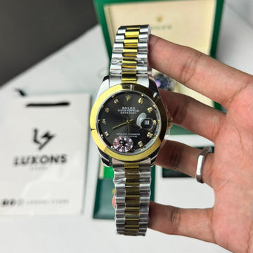 Rolex Two Tone Black Shine Semi Automatic