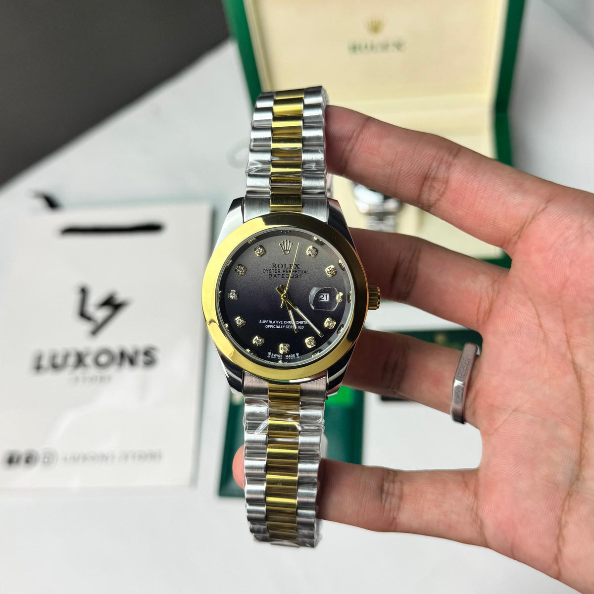 Rolex Two Tone Black&Gray Dial Semi Automatic