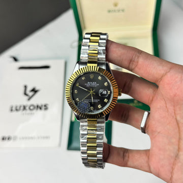 Rolex Two Tone Black Dial Quartz