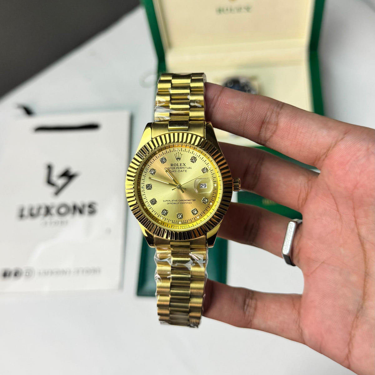 Rolex Full Golden Dial Golden Chain