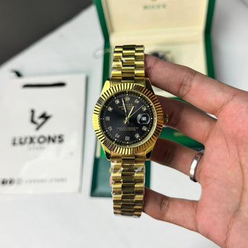 Rolex Golden Chain Black Dial Quartz