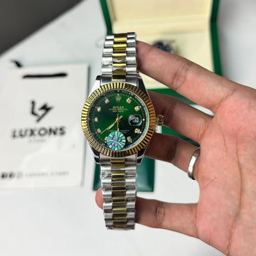 Rolex Two Tone Green Dial Quartz