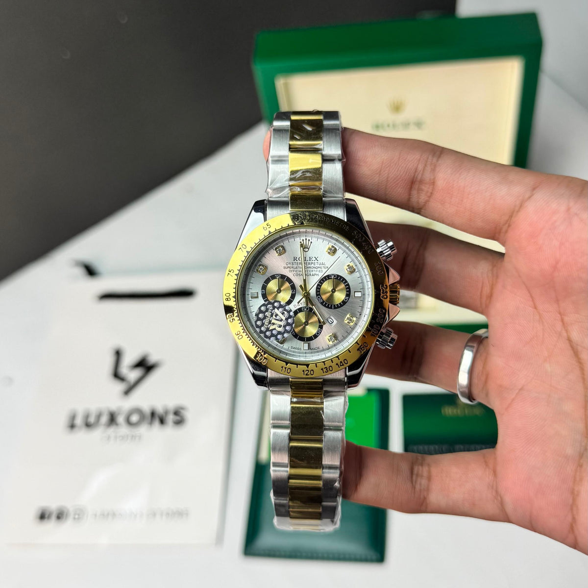 Rolex Daytona Two Tone White Dial Master Lock