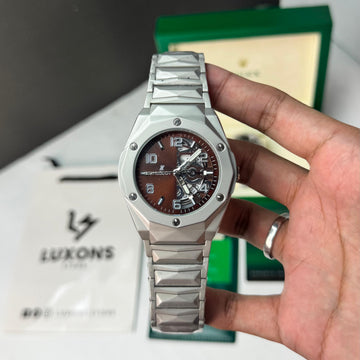 Hublot Semi Automatic Brown Dial Heavy Chain