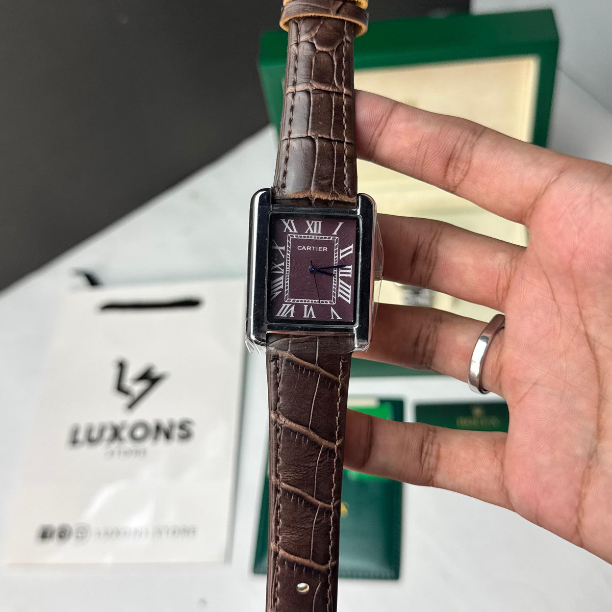Cartier Old Money Style Brown Leather Strap Brown