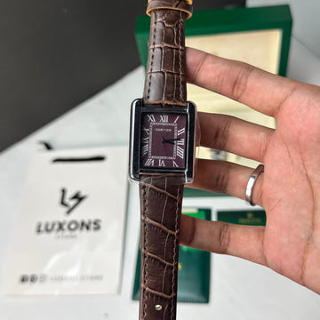 Cartier Old Money Style Brown Leather Strap Brown