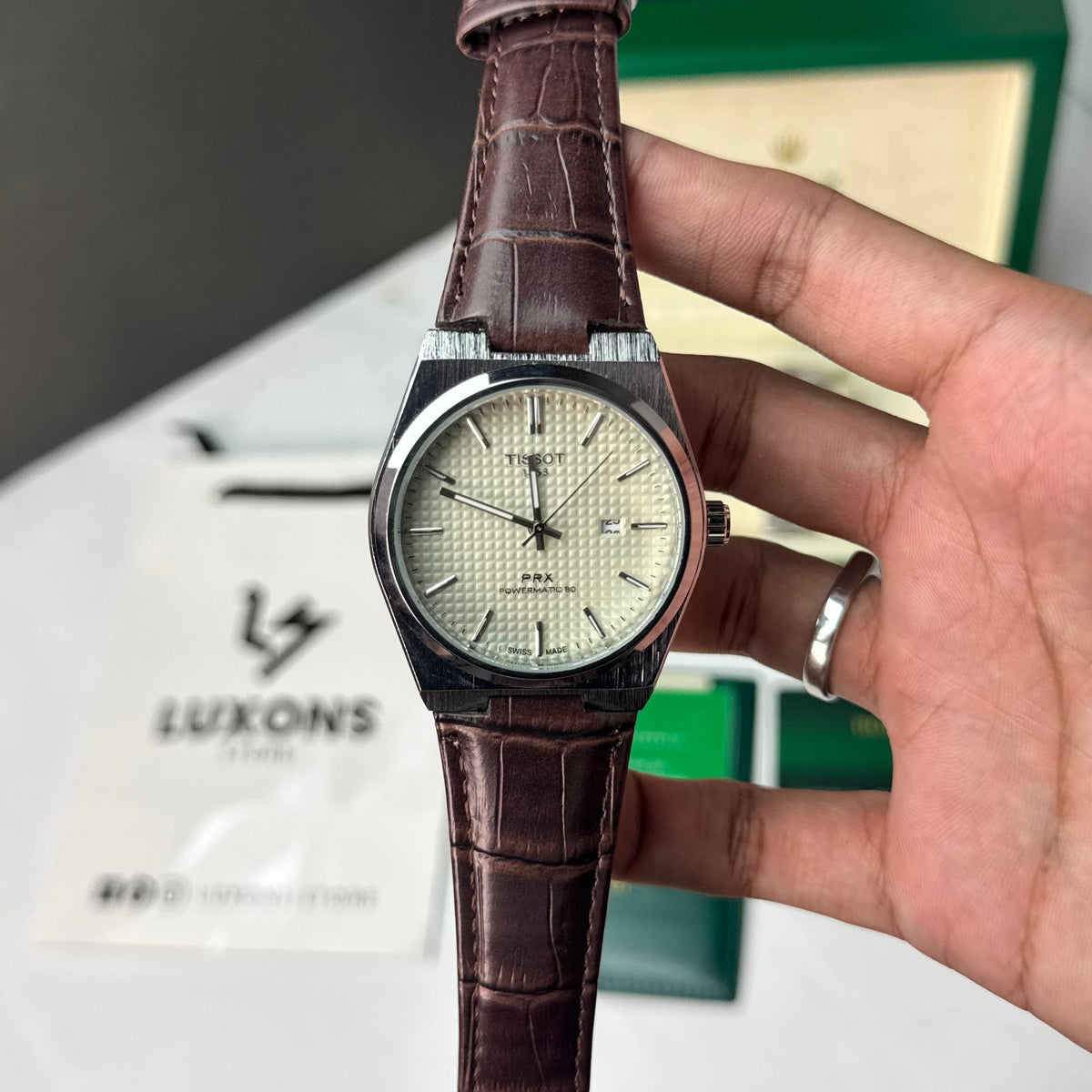 Tissot Brown Leather Strap Master Lock Date Working