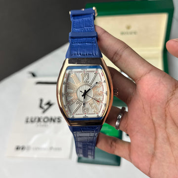 Frank Muller Blue Strap&Golden Bezel White Dial